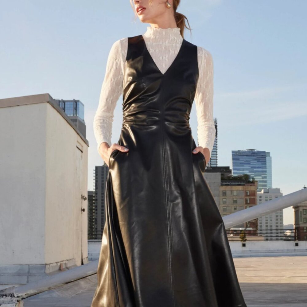 ASTR The Label black leather midi dress